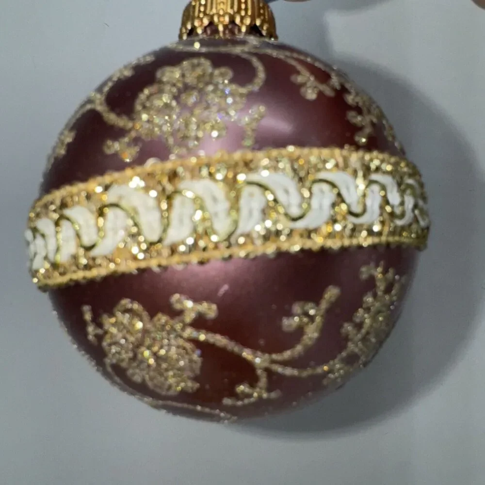 5 Vintage Dusty Antique Rose Gold Krebs‎ Glass Ball Ornament Victorian Chic 2.5